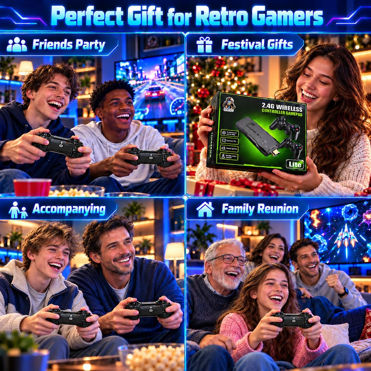 Retro Gaming Console, 4K HDMI TV Game Stick with 2 Wireless Controllers - Image 7
