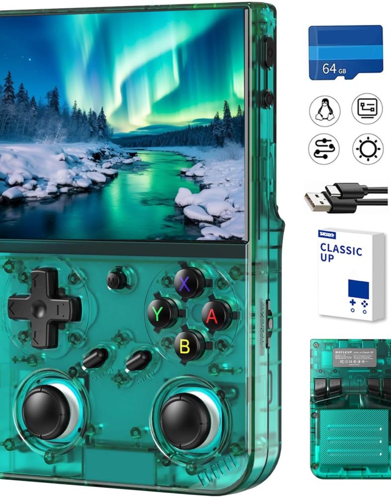 Retro Handheld Game Console,Portable Game with 3.5 Inch IPS Screen,with 64G TF Card Pre-Installed 4353 Games Supports 5G WiFi Bluetooth HDMI and TV Output