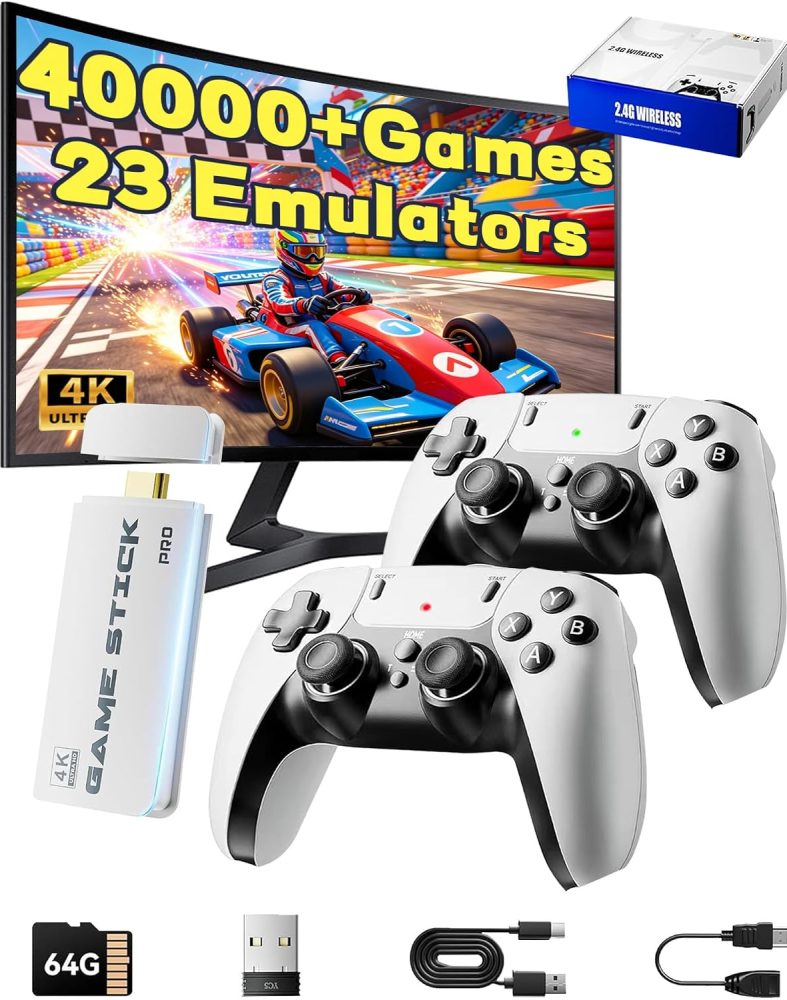Retro Gaming Console Stick Pro, Video Game Stick 40000+ with 4K HDMI